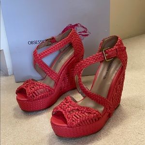 Obsession Rules from Libby Story Coral Woven Wedge